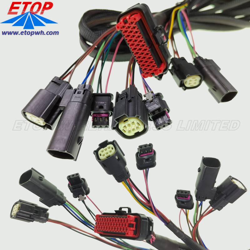 Custom Braided Auto Ampseal Connector Cable Assembly