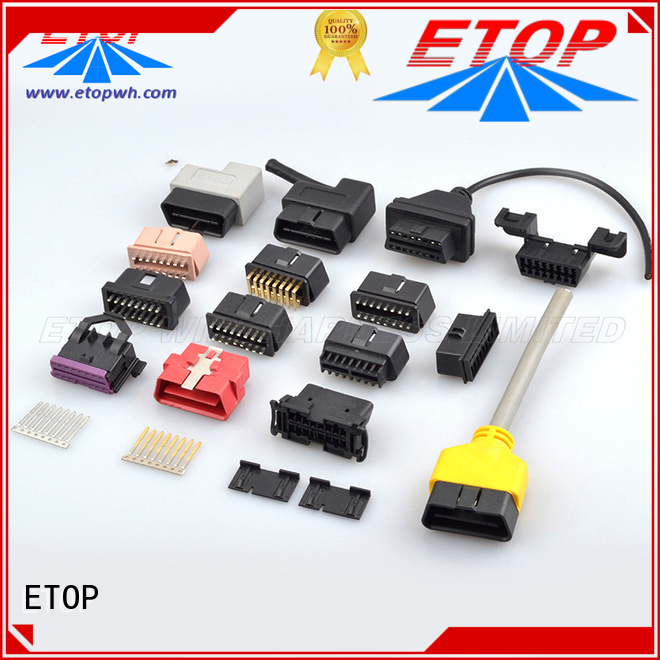 ETOP obd connector widely employed for vehicle diagnostic system